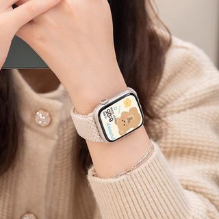 适用iwatch8表带S9苹果applewatch9手表S7尼龙S7编织7女夏天新款SE彩虹S6可爱6代高级小众男个性iphone智能