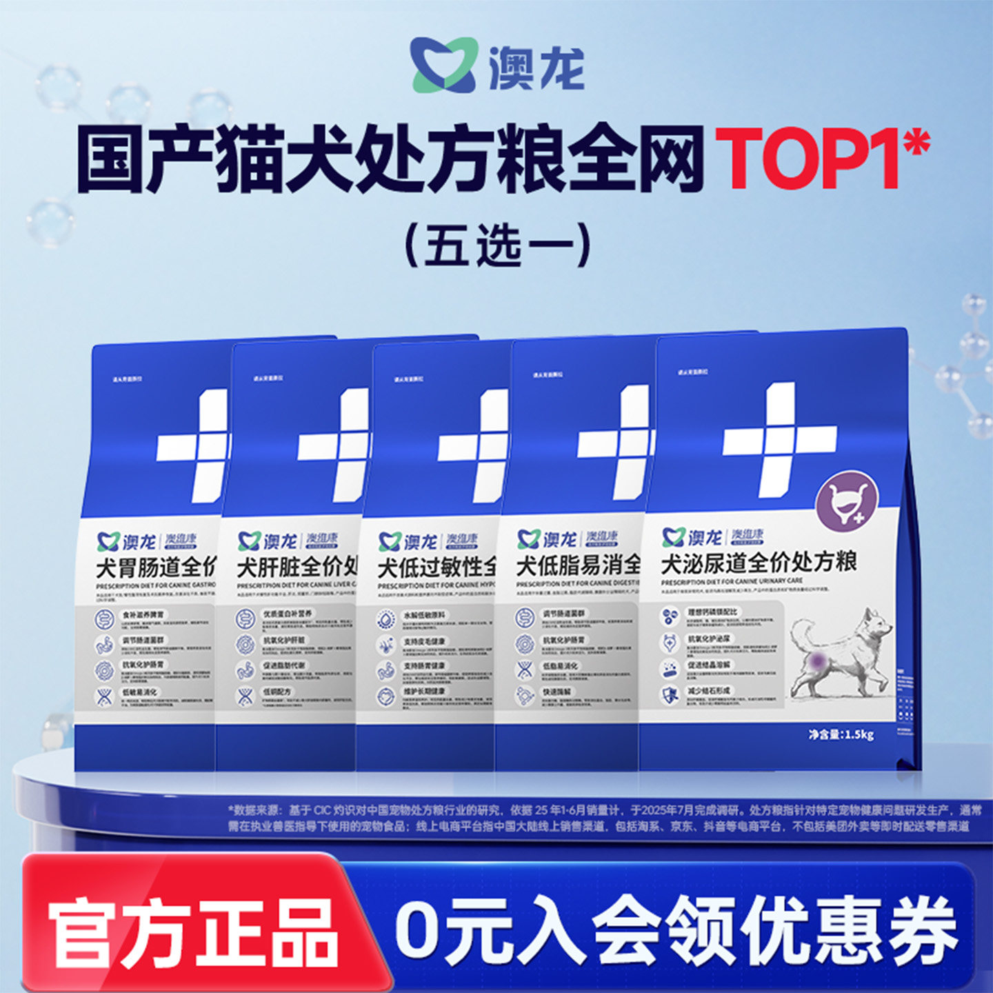 【海尔直播间专属】澳龙犬处方粮全价狗粮泌尿低脂易消低敏狗主粮