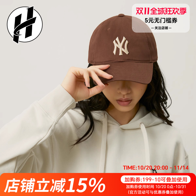 MLB纽约洋基队字母刺绣大标小标可调节遮阳帽 鸭舌帽情侣款