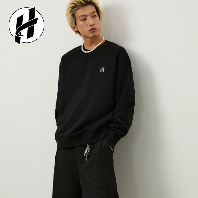 清仓MLB 运动上衣Logo情侣卫衣百搭美式复古圆领套头衫男女同款