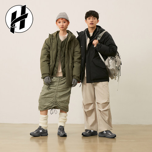 New Balance/NB派克羽绒服连帽男保暖新款女纯色工装外套AMJ44312