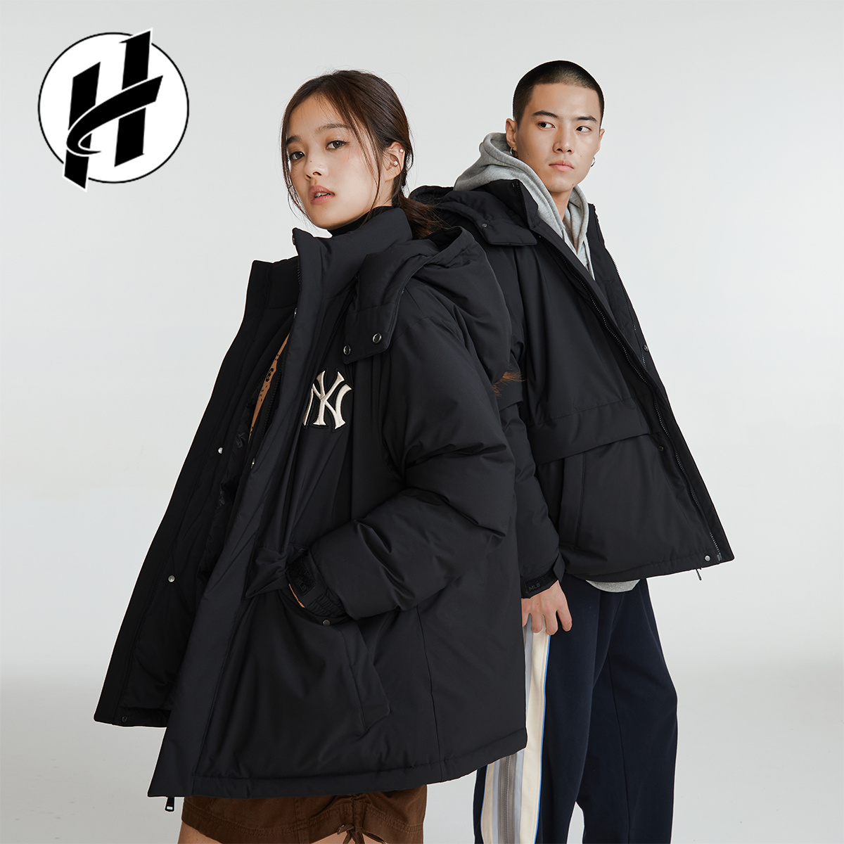 MLB波士顿红袜队羽绒服中长款运动外衣舒适连帽工装保暖外套羽绒