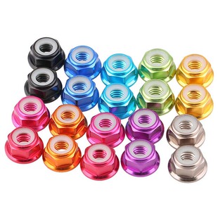 铝合金法兰螺母彩色尼龙圈螺帽自锁螺丝帽锁紧防松M2M3M4M5M6-M8