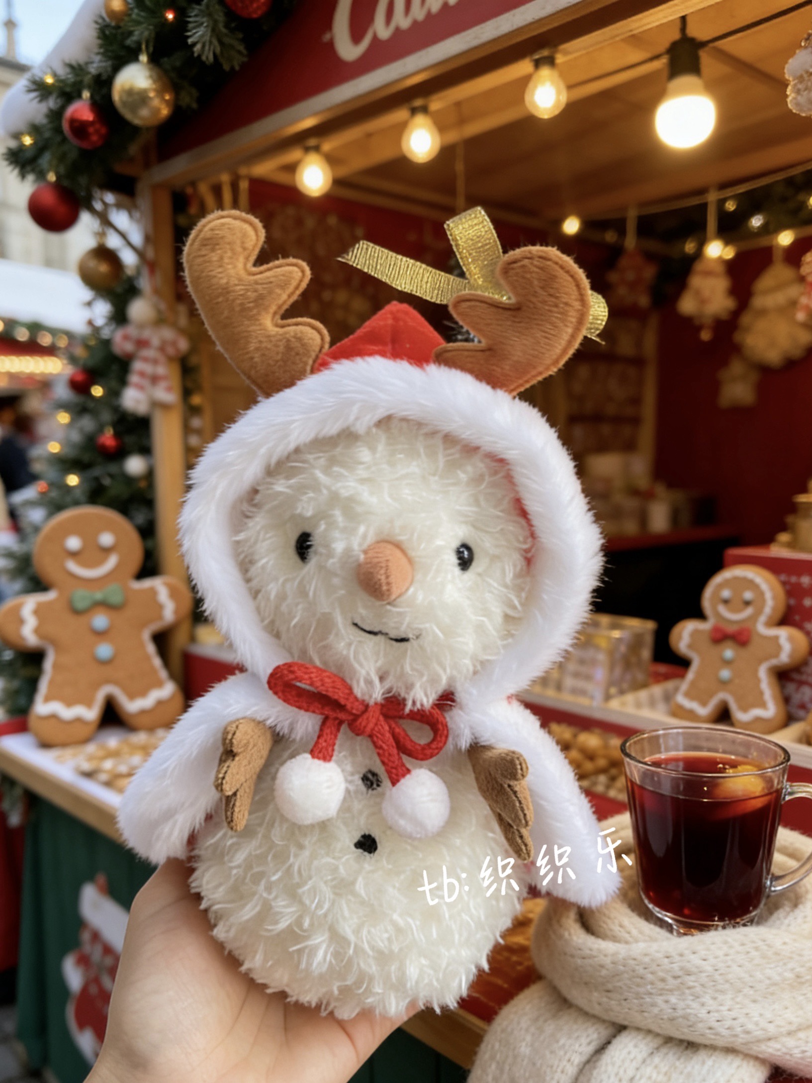 jellycat18cm雪人娃衣可爱圣诞帽子套装little系列送朋友圣诞礼物