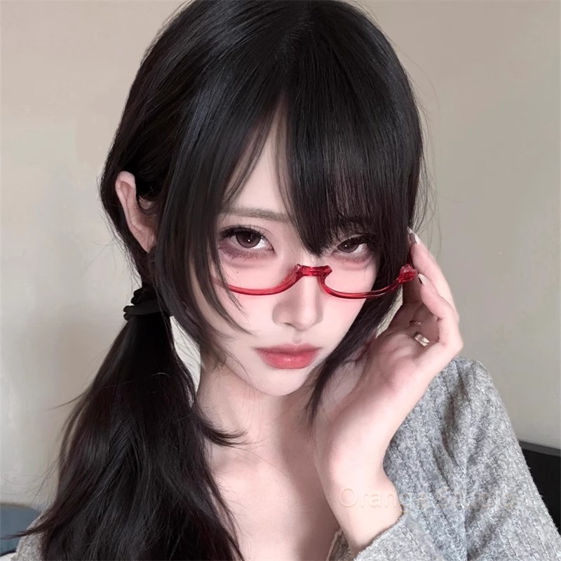 日系半框眼镜女装饰镜架无镜片御姐纯欲网红拍照配饰秘书眼镜框
