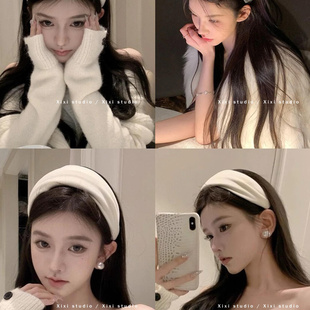 韩系简约高级感白色宽边发箍女高颅顶神器洗脸不勒头箍压发发卡