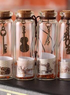 复古许愿瓶 世界风景幸运瓶玻璃小号木塞漂流瓶子创意家居