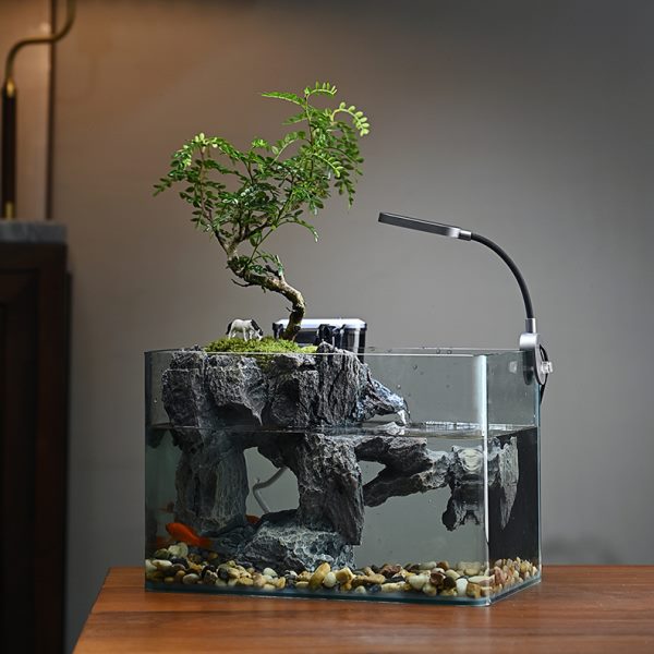 假山过滤流水摆件循环水桌面鱼缸造景植物中型客厅办公室装饰景观