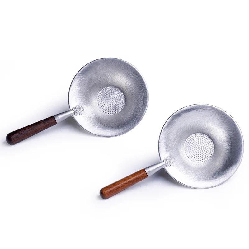 纯锡茶漏实木手柄茶隔滤网公道杯过滤器功夫茶具