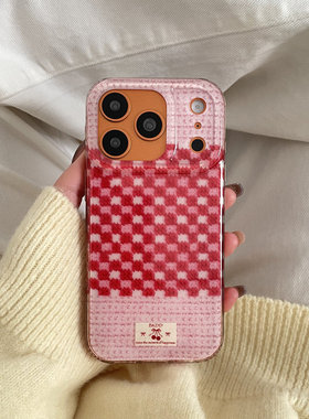粉红针织纹理适用于苹果IPHONE17PROMAX手机壳16pm新款15超火14不会撞壳可爱防摔硅胶超好看巨漂亮外壳