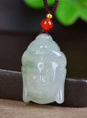 天山翠释迦摩尼佛头吊坠男女玉石