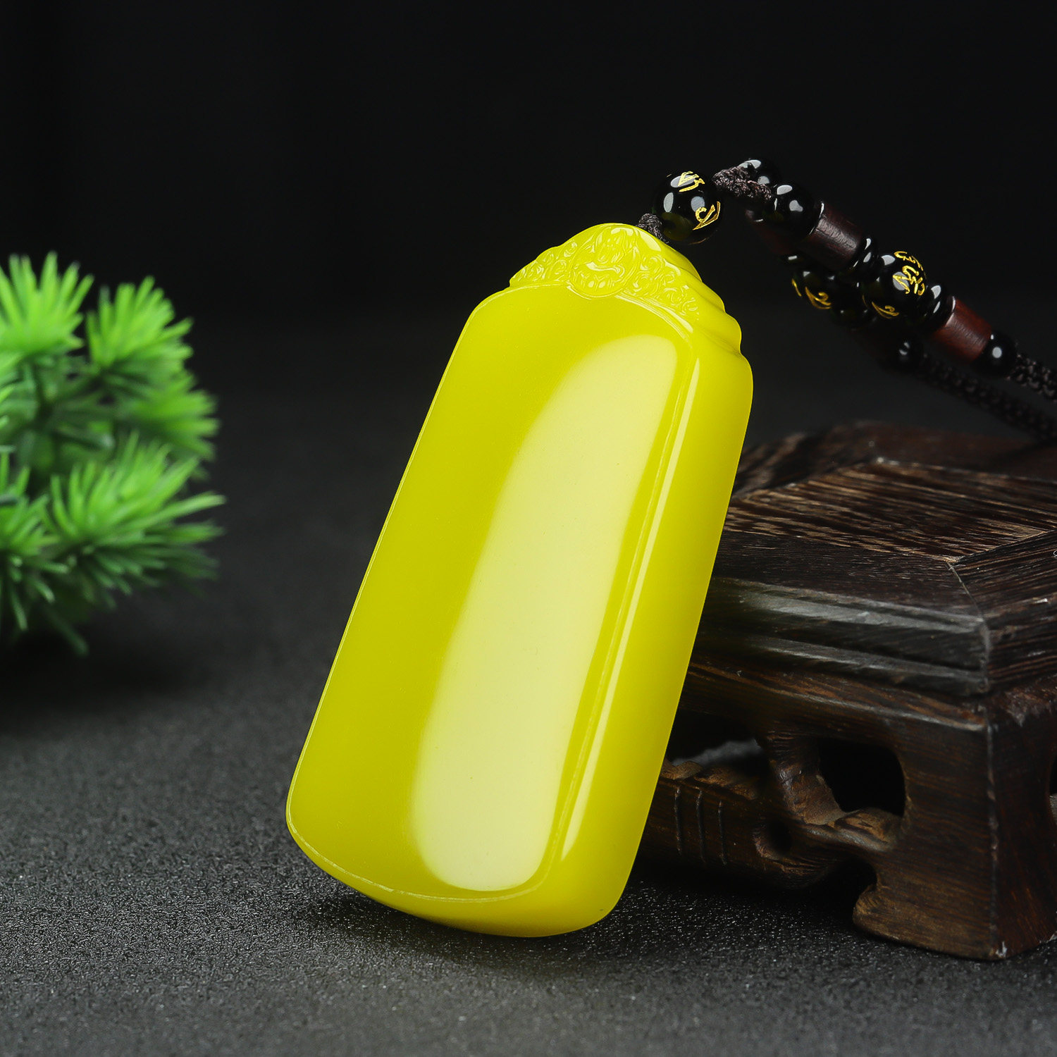 天然新疆和田玉籽料吊坠黄龙玉平安无事牌挂坠祥云无字牌项链