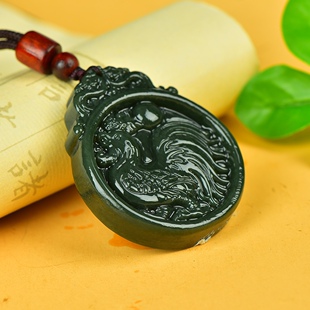 新疆和田玉生肖鸡大吉大利青玉石吊坠项链男女款送礼佳品挂件配饰