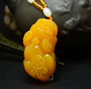 新疆和田玉黄玉貔貅吊坠男女款黄龙玉貔貅挂坠项链护身饰品