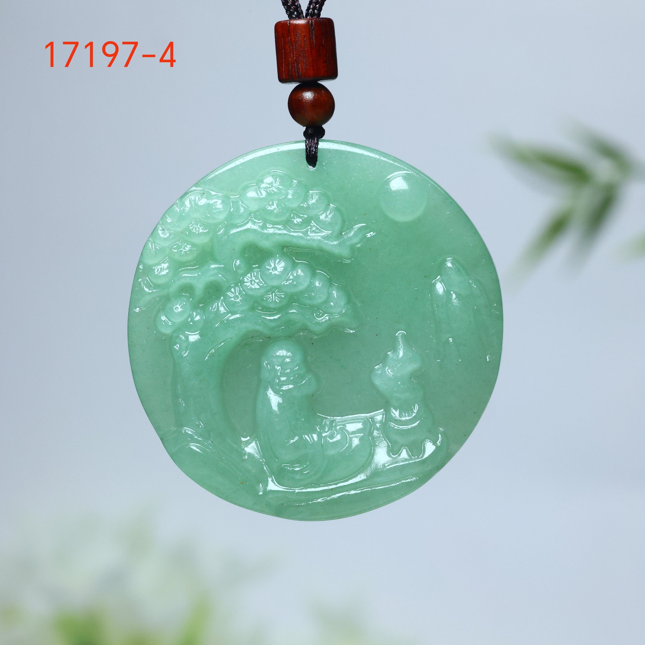 天然东陵玉圆悟道吊坠山水牌吊坠男女款玉石挂件项链玉佩玉坠配饰