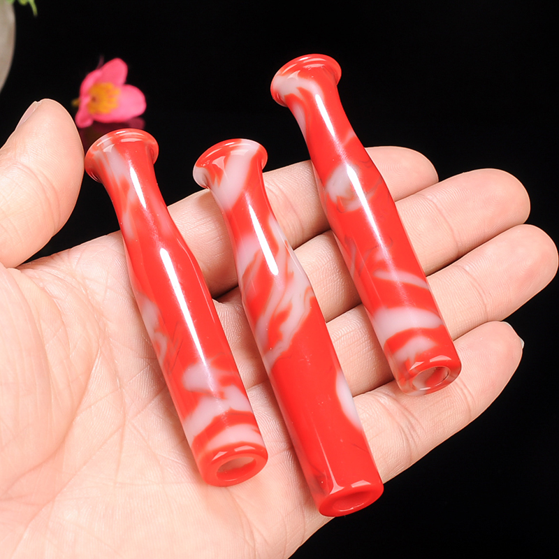 天然和田玉烟嘴金丝玉烟嘴男士鸡血玉把件玉石长烟嘴烟具烟杆烟斗