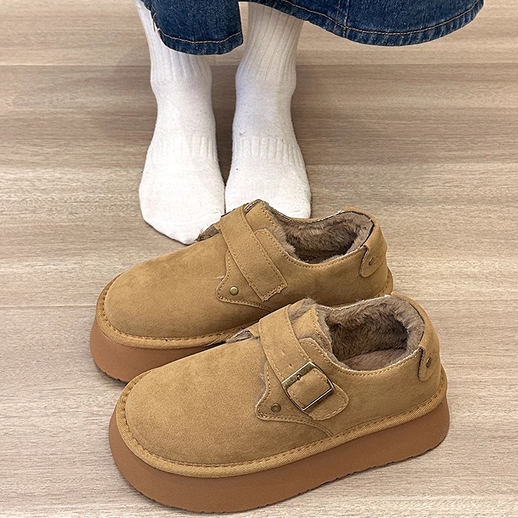 厚底雪地靴女加绒加厚2025新款冬季保暖女鞋勃肯鞋美拉德毛毛棉鞋