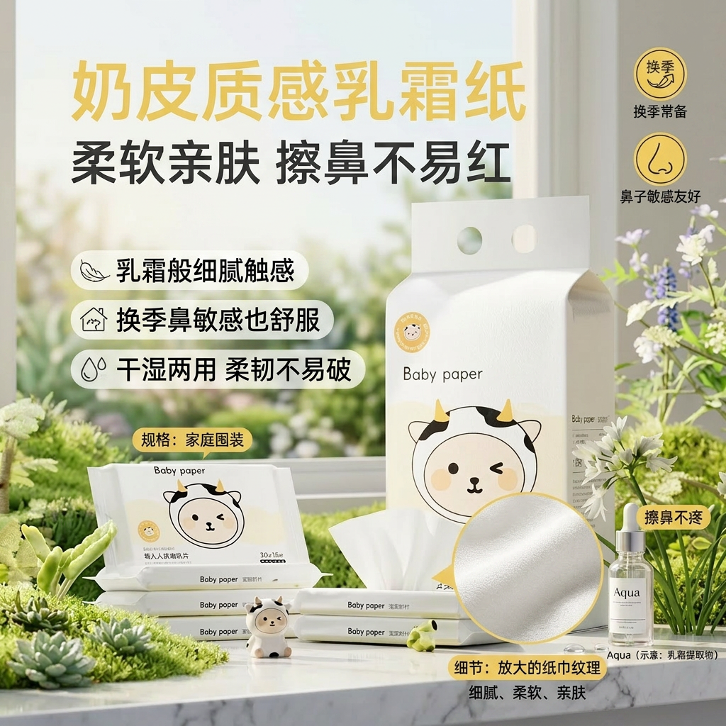 不易破柔纸巾新生儿宝宝时代乳霜纸湿水手口专用保湿云柔巾柔韧