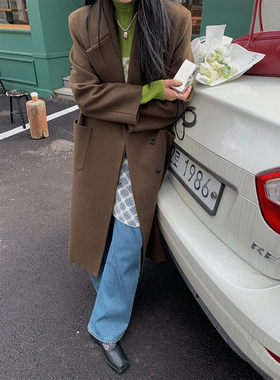 MOWENTI文文婷【12/09 20:00PM】复古气质纯色毛呢大衣百搭外套女