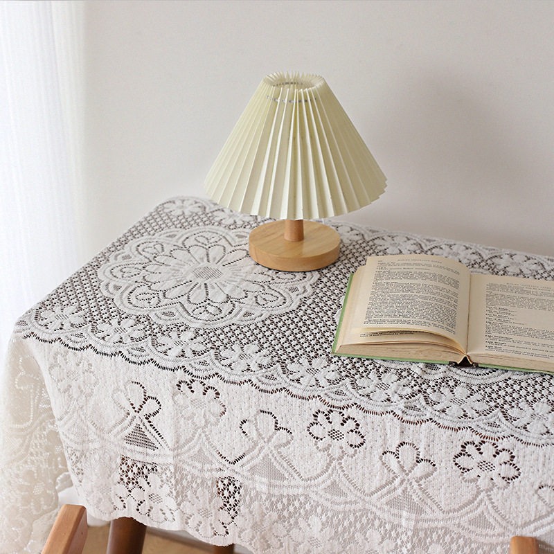 ins法式蕾丝桌布 韩风温柔茶几圆桌方形台布花纹野餐布