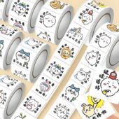 1500贴吉伊卡哇鼓励卷卷贴chiikawa乌萨奇吉伊小八封口贴装 饰标签