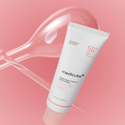 韩国 MEDICUBE  PDRN 粉色提亮三文鱼水光素颜舫.晒霜