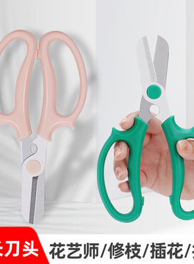 不锈钢花艺剪刀锋利便携花卉修枝插花打刺专用防锈花艺师工具家用