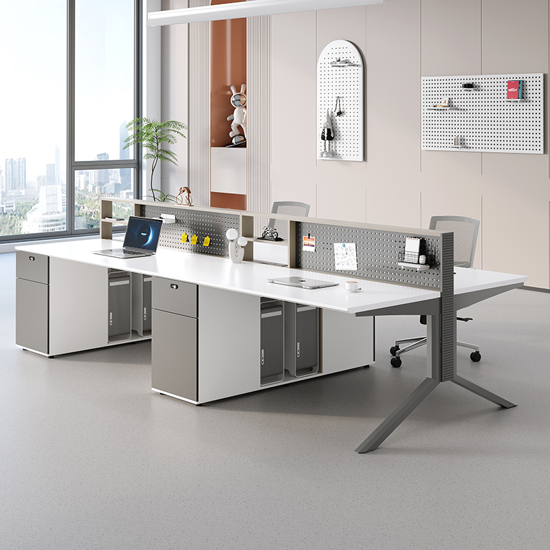 办公桌椅组合简约现代双四人对坐洞洞板屏风工位挂板置物职员桌子