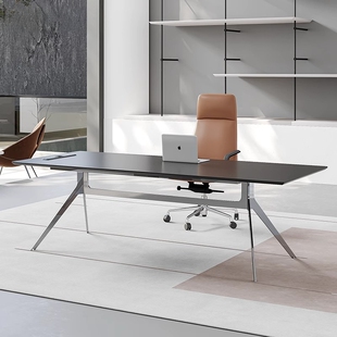 老板桌简约极简现代风格轻奢高级感黑色创意女士办公桌椅组合班台