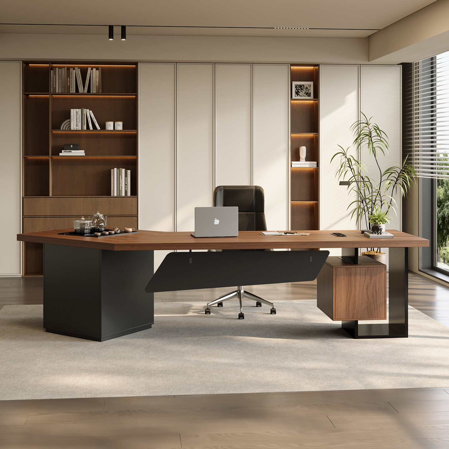 E0级实木老板桌办公桌椅组合轻奢高级感领导大班台书桌带茶台一体,商业/办公家具,大班台/主管桌,淘宝优惠券,粉丝福利购,淘宝优惠卷