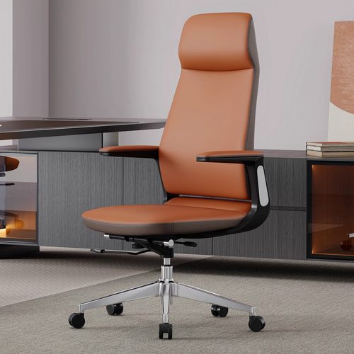 现代简约轻奢皮质大班椅人体工学老板椅办公室座椅靠背升降电脑椅
