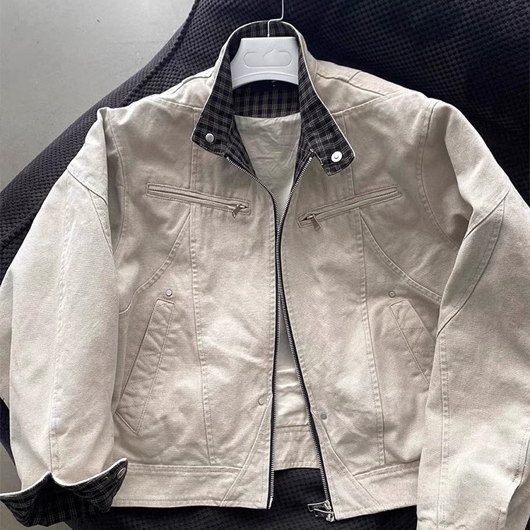 美式复古夹克二代男款春秋感美式cleanfit工装短款外套男款黑色