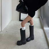 明星杨超越高筒一脚蹬雨靴显瘦不过膝小个子增高厚底防滑防水雨鞋