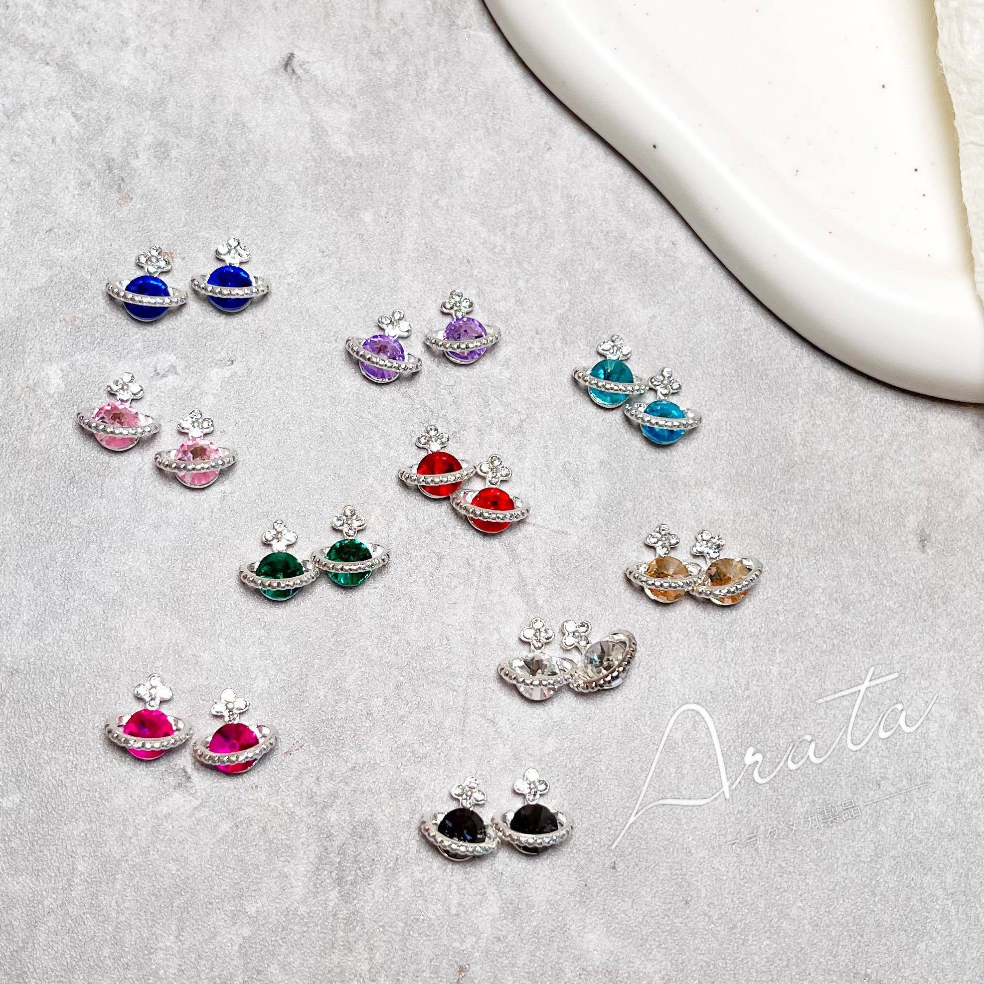 ARATA新品 Vivienne同款 西太后 带钻土星 星球美甲饰品 指甲装饰