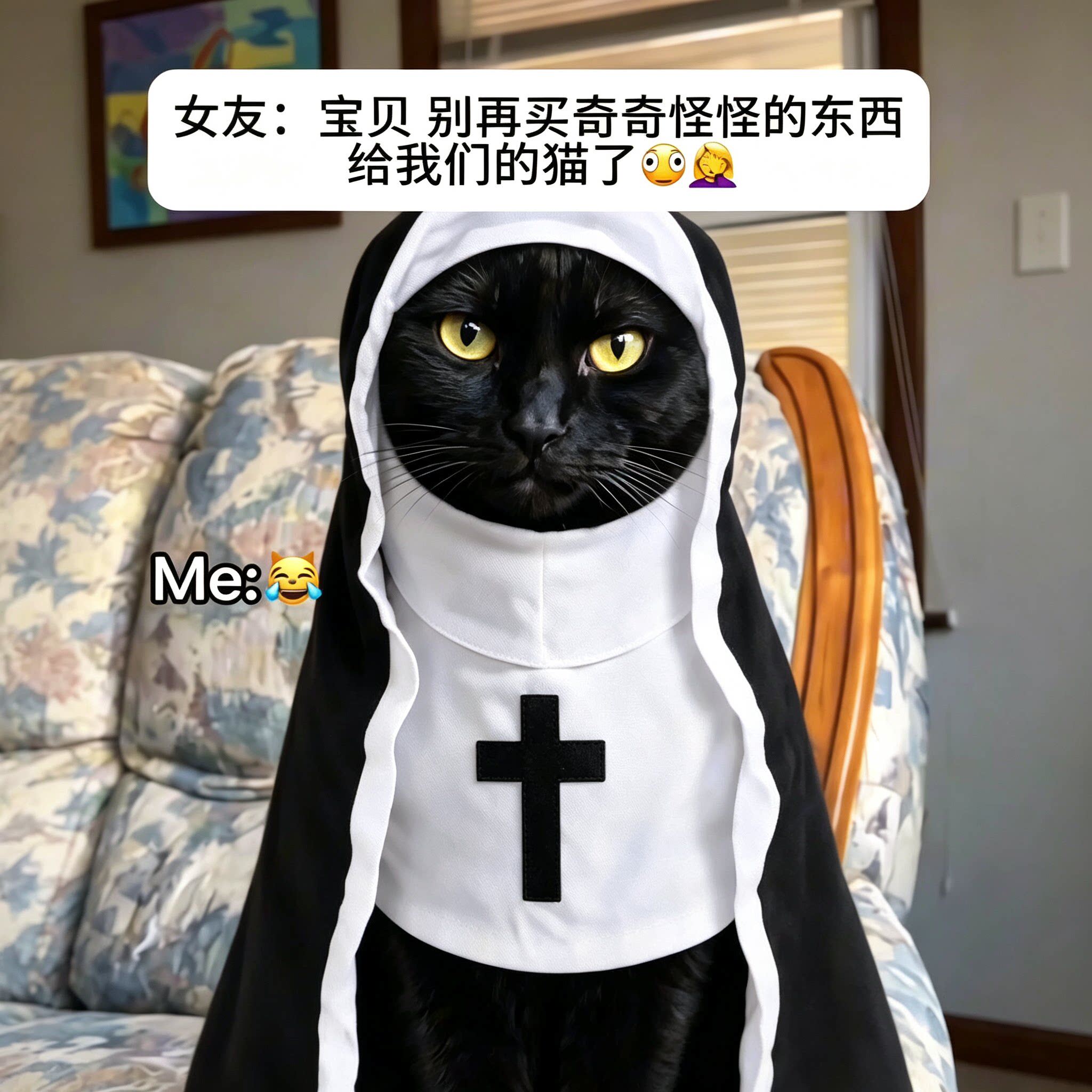修猫!万圣节修女服装猫咪衣服宠物狗狗变裝搞怪节日cos拍照道具