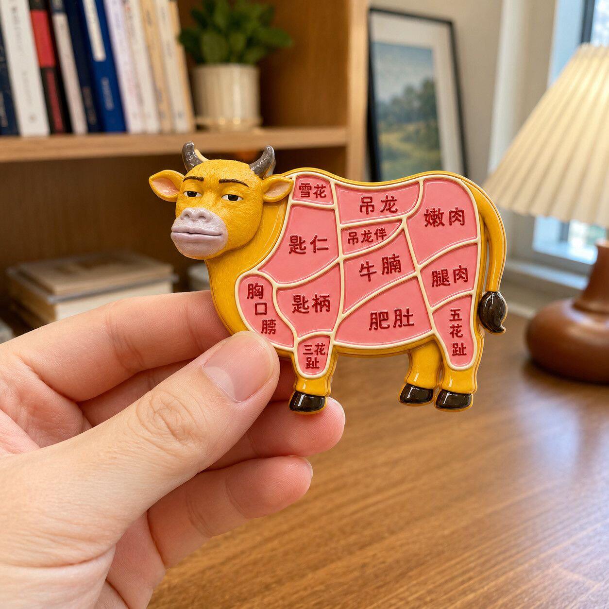 牛肉解剖图树脂浮雕磁吸冰箱贴厨房创意装饰品小礼品伴手礼送朋友