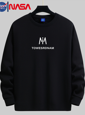 NASA秋冬男士加绒加厚卫衣休闲外套头上衣宽松长袖运动百搭打底衫