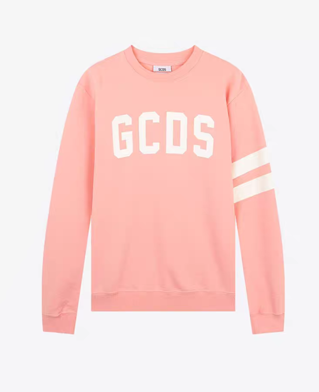 GCDS粉色圆领卫衣，意大利制造，M 码，宽松版型，胸前大logo