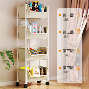 玩具小推车置物架家用客厅收纳书架可移动放书包宿舍多层零食架子