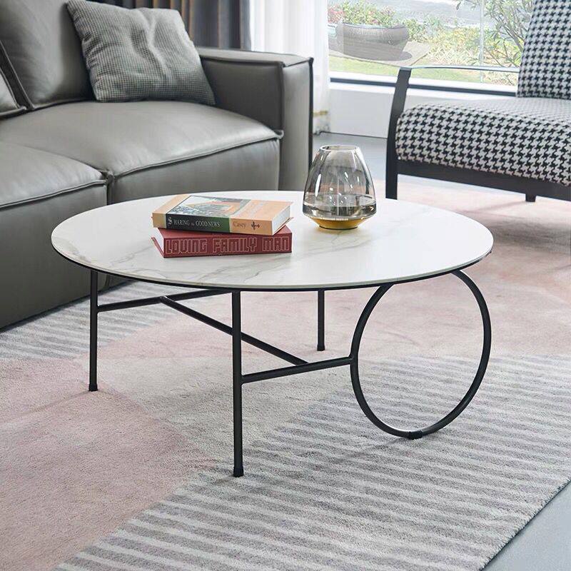 大理石茶几轻奢现代简约北欧岩板茶几小户型圆形茶几桌客厅家用