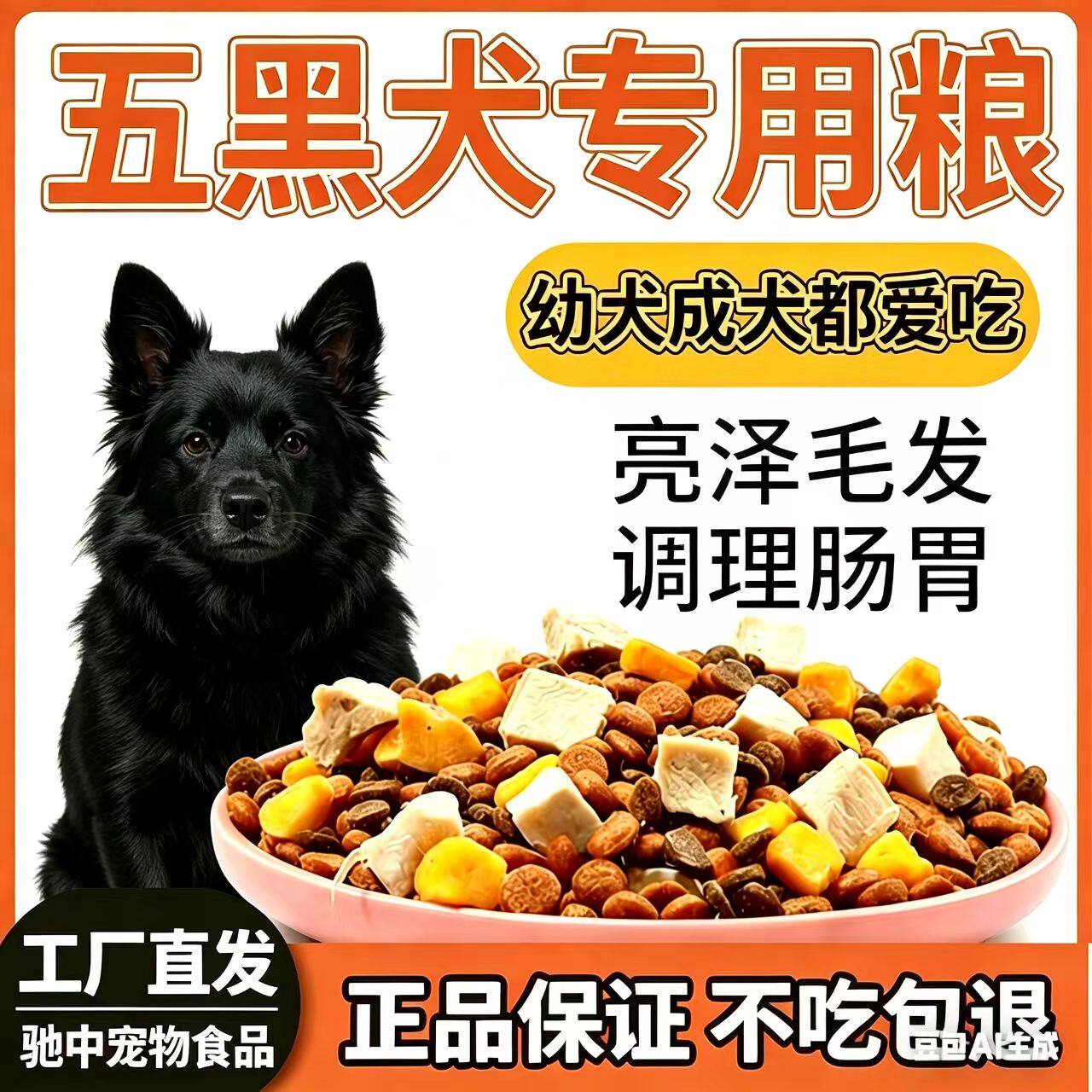 五黑犬专用狗粮40斤大包装10狗全价膨化粮
