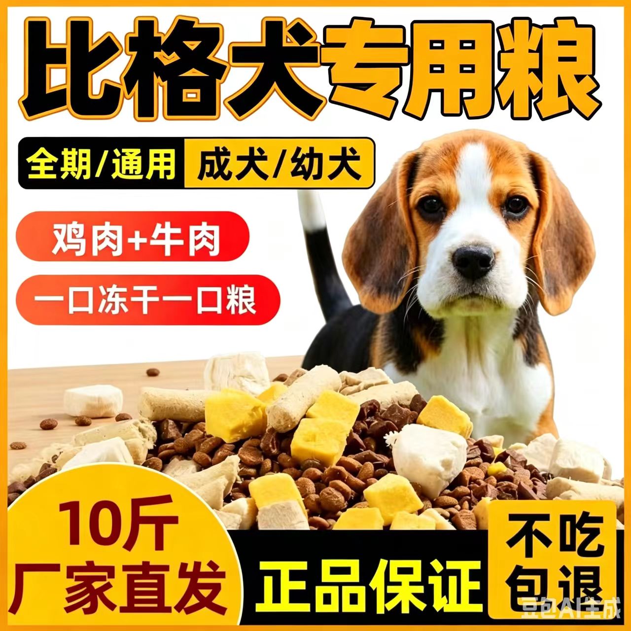比格犬专用狗粮大包装40斤成犬幼犬粮便宜通用型