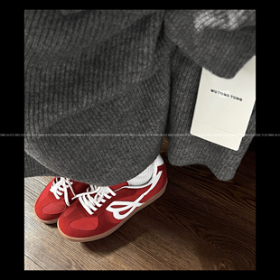 林阿一增高5cm~2025新年复古透气厚底内增高轻便德训板鞋女平底鞋