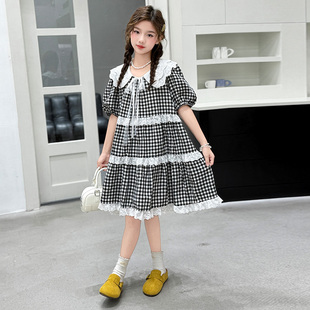 女中大童短袖 连衣裙儿童服饰夏天夏日ins风小众泡泡袖 女童童装