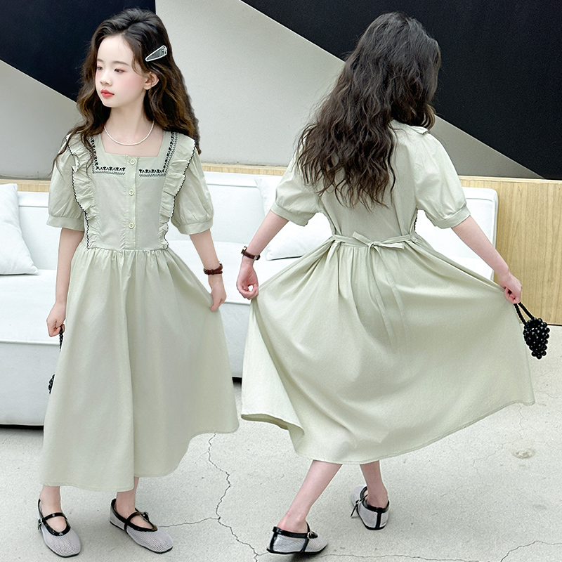 女中大童短袖连衣裙童装搭配少女潮款时尚网红夏日夏天新品时髦