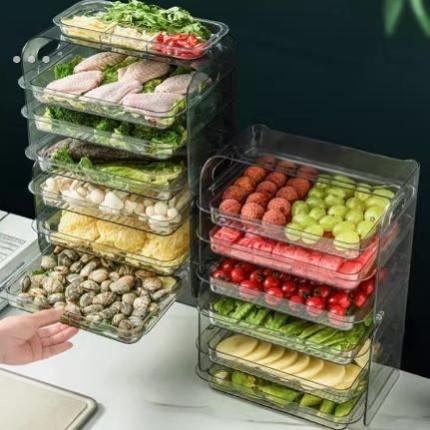 厨房备菜盘配菜盘多层火锅盘子家用壁挂可叠加透明神器备餐盘配菜