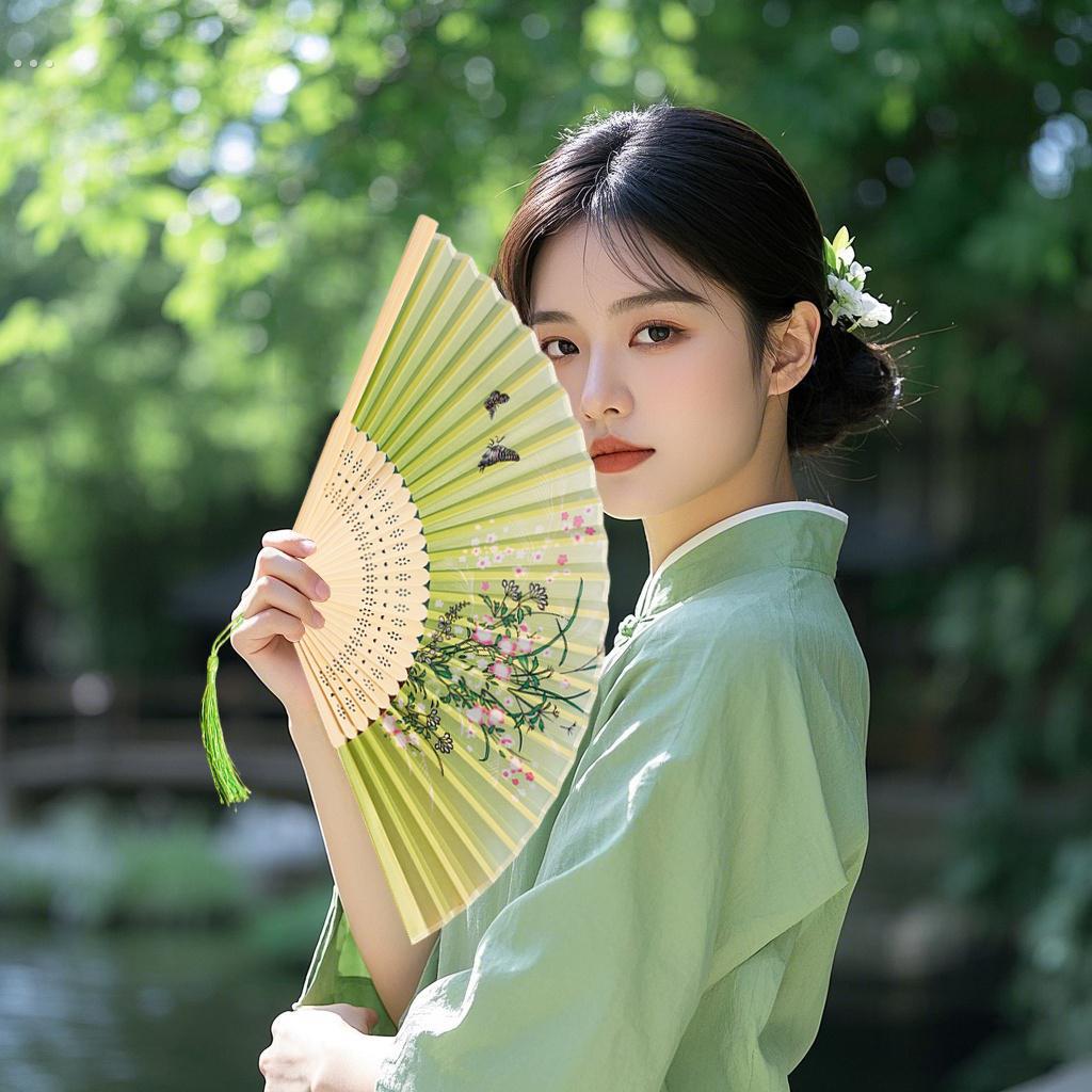 古代扇子折叠扇中国风汉代男女旗袍舞蹈舞蹈儿童学生夏季便携折叠