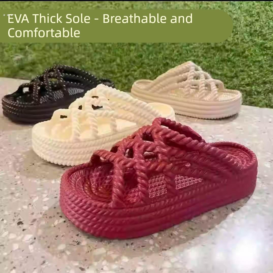 编织平底鞋底部Ev厚底5厘米多功能海滩罗马鞋妈妈鞋拖鞋的妇女夏