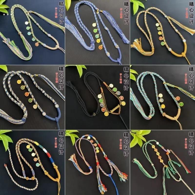 新手工编织锁骨链男女款个性横穿蜜蜡天珠挂绳珠毛衣链可调节