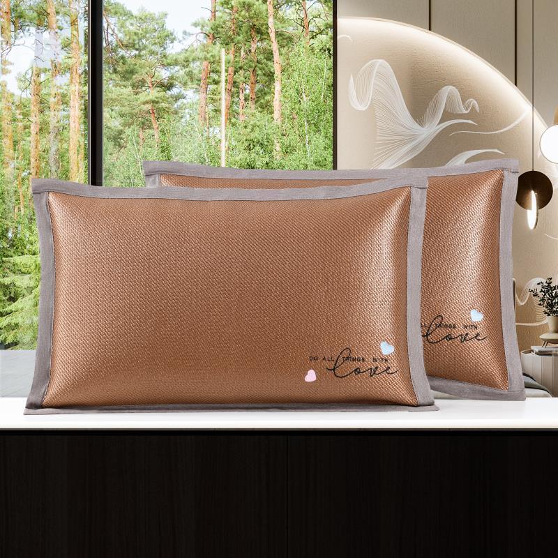 夏季冰丝枕套夏天凉席枕头套成人枕席藤枕芯外套单人学生凉爽加厚